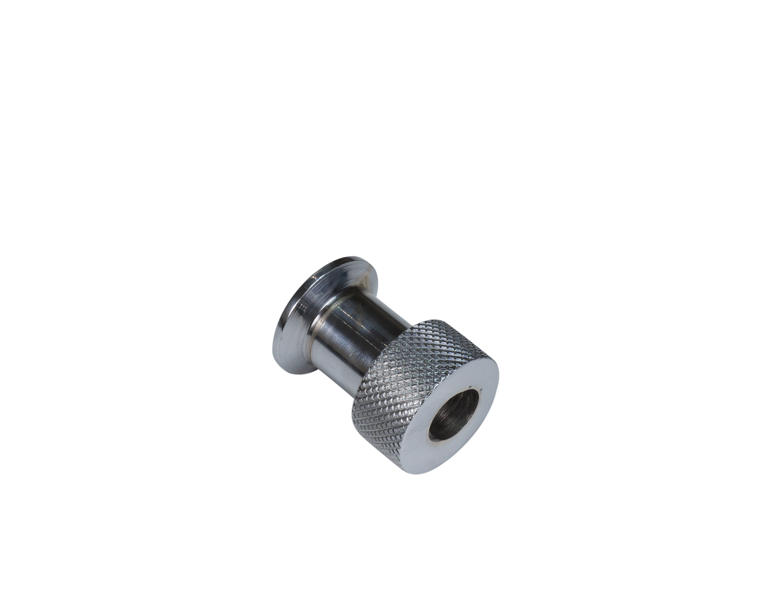 Turned knob with a diamond knurled grip and a tapped blind hole