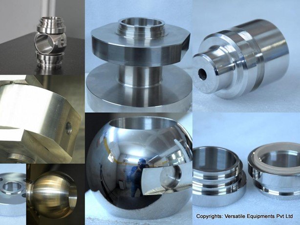 Machined ball valve balls, seats, gate valve wedges, bodies and adaptors in stainless steel